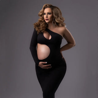 Slope Shoulder Stretchy Pregnancy Dress.jpg